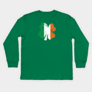 Clover Irish Flag DISTRESSED Kids Long Sleeve T-Shirt